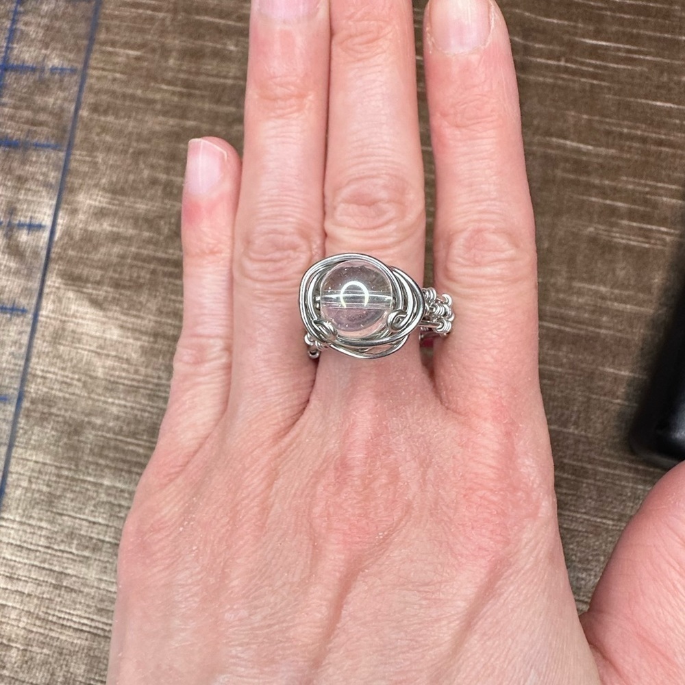 Glass Wire wrap ring size 10 - Picture 3 of 8